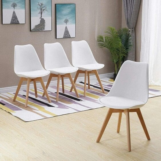 Kosy Koala Dining Table Set Grey Table with 4 White Plastic Chairs Dining Room Furniture