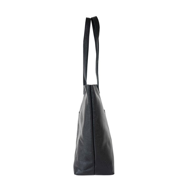 Assots London 'MAISIE' Black Real Pebble Grain Leather Unlined Tote Bag