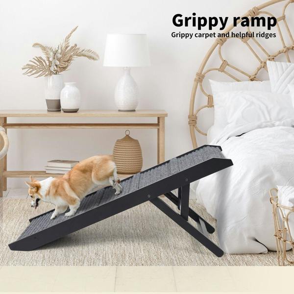 Skylos Folding Dog Ramp 90cm Pet Stair for Bed Sofa 33-45cm Height Adjustable