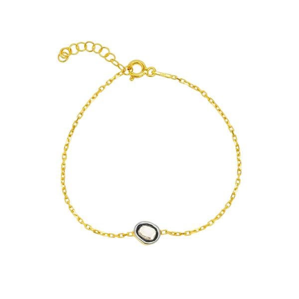 Spero London Sterling Silver Raw Uncut Polki Diamond Bracelet