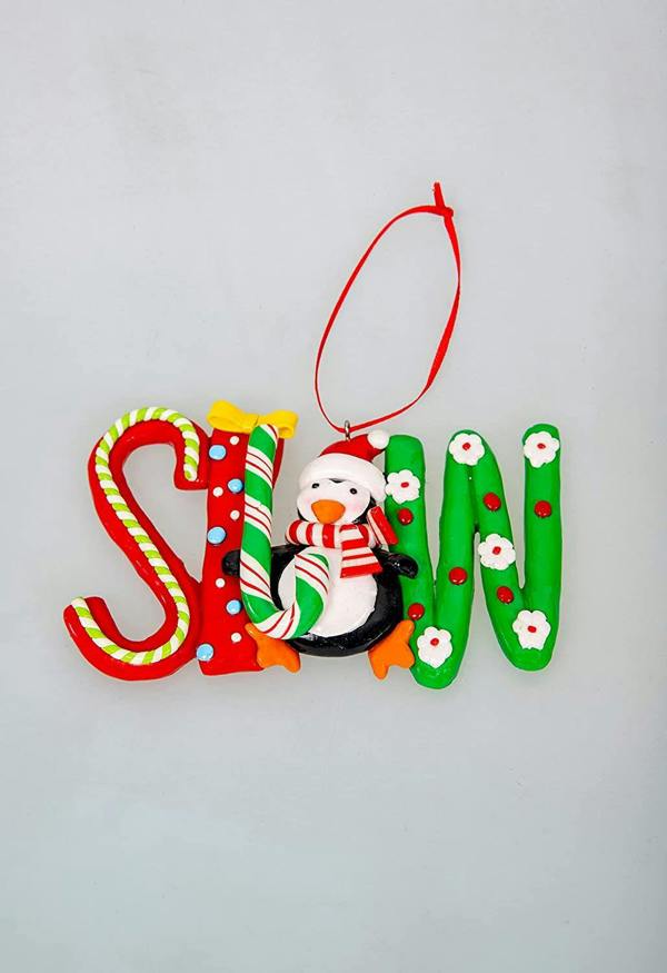 Ceramic Christmas Tree Hanging Decorations in Snow, Noel and Joy Designs | Pack Sizes 3 or 12 image 3