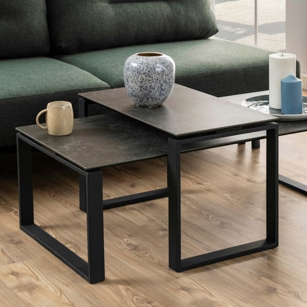 Furniture To Go Katrine Ceramic Coffee Table Set in Black