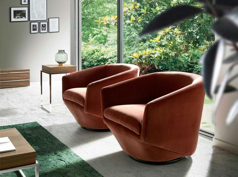 Angel Cerdá Peach velvet swivel armchair 5041