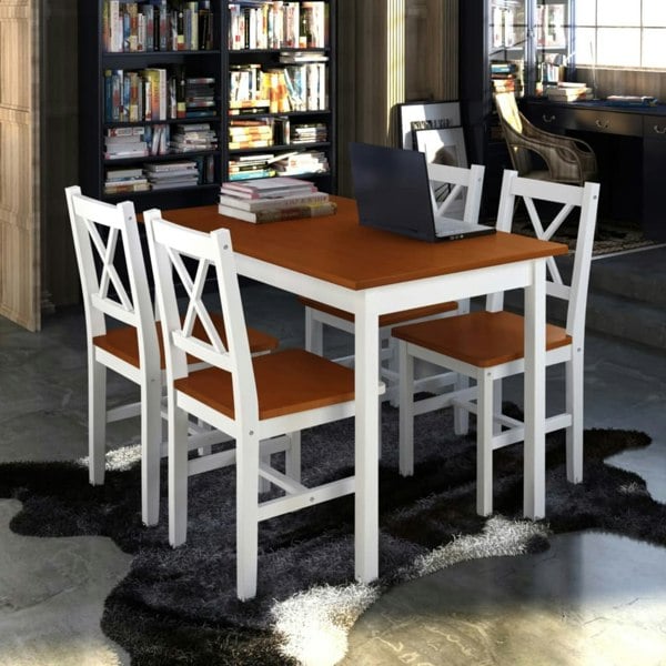 Berkfield 5 Piece Dining Set Brown and White