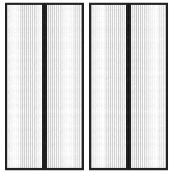 Berkfield Insect Door Curtains 2 pcs with Magnet Blocks Black 220x110 cm