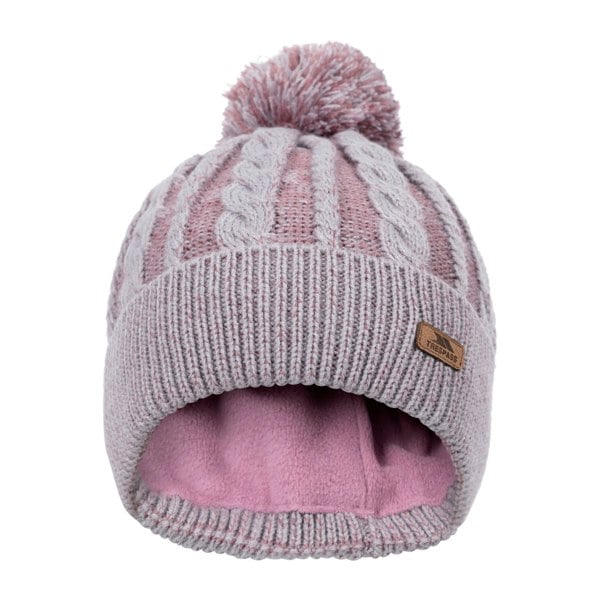 Trespass Women's Elle Leather Badge Beanie - Rose Tone