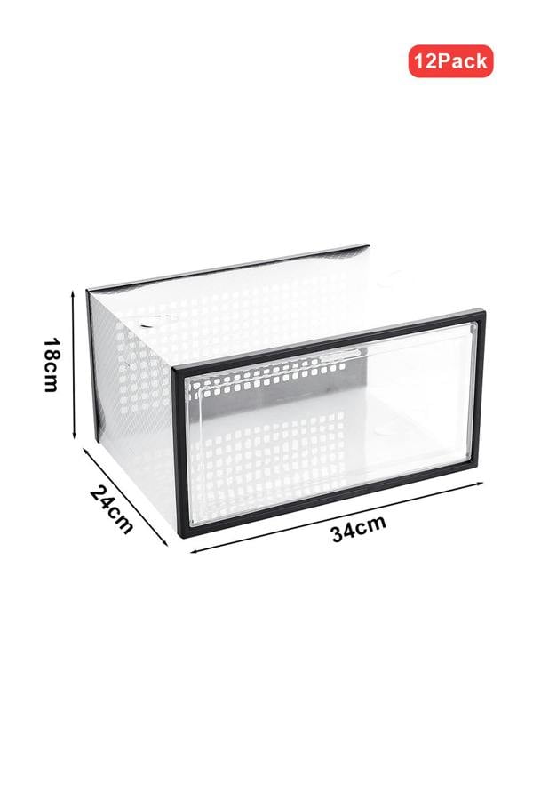 Living and Home 12Pcs Clear Plastic Stackable Shoe Storage Box