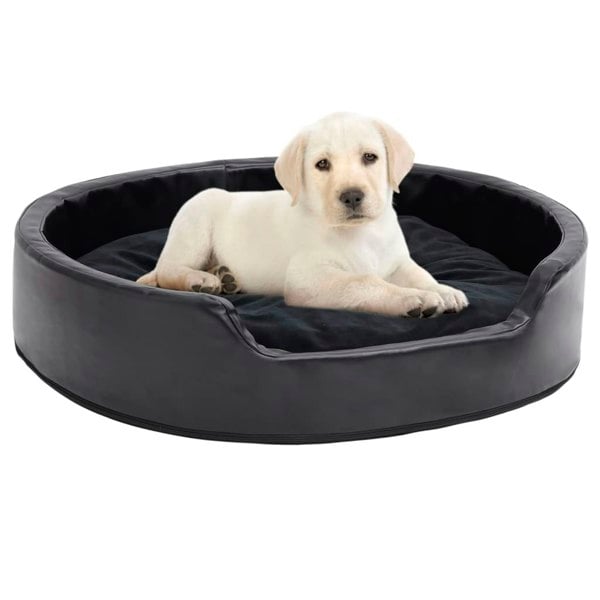 Berkfield Dog Bed Black 79x70x19 cm Plush and Faux Leather