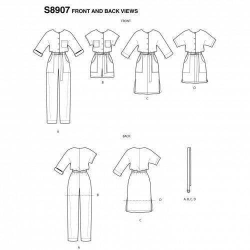 Simplicity Sewing Pattern 8907, Jumpsuits, Dresses for Women, H5 (6-8-10-12-14) - Intermediate