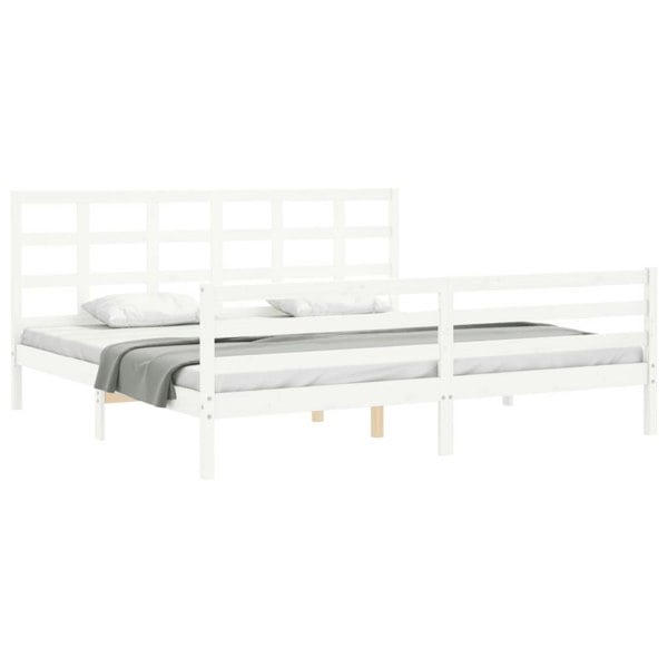 Berkfield Bed Frame with Headboard White 200x200 cm Solid Wood