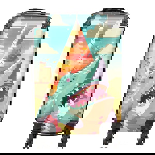 Warren Reed Shark On A Beach Holiday Suitcase