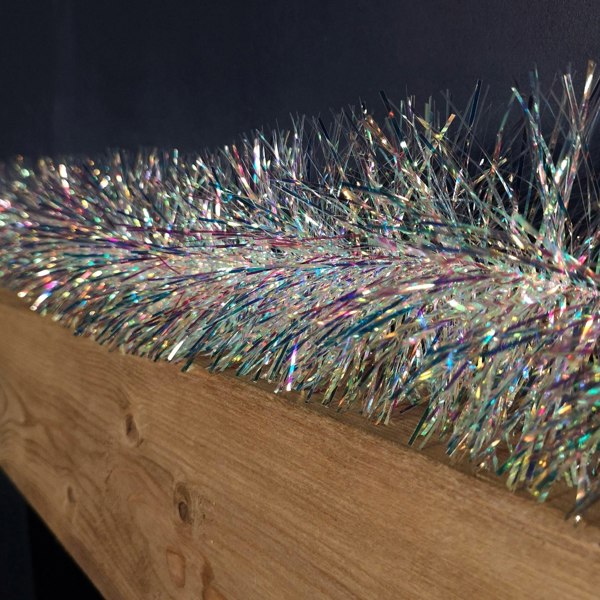 Samuel Alexander 200cm x 12cm Fine Cut Iridescent White Tinsel Garland Christmas Tree Decoration