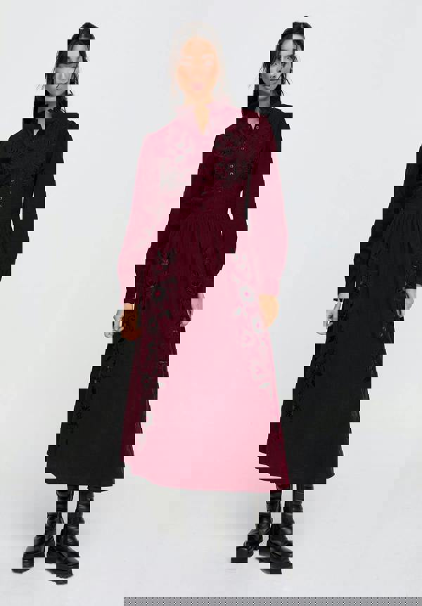 Puglia Corduroy Midi Dress In Burgundy - image 2