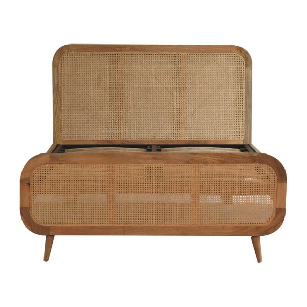 Wyld Haus Trapani King Size Bohemian Rattan and Mango Wood Bed with Headboard