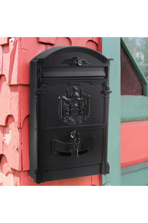 Living and Home Antique Style Lockable Aluminum Letter Box Wall-Mounted Postbox