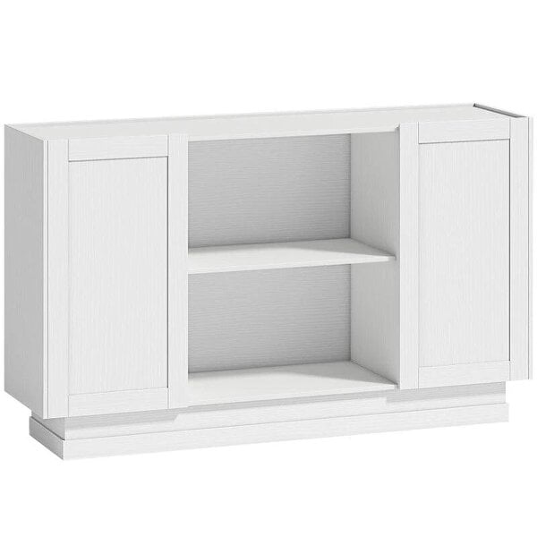 Sideboard Buffet Cabinet, 133 cm Storage Cabinet with 2 Open Shelves, 2 Cupboards and Soft Close Doors, White
