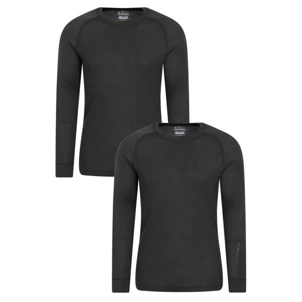 Mountain Warehouse Mens Talus Base Layer Top (Pack of 2) - Dark Grey - 