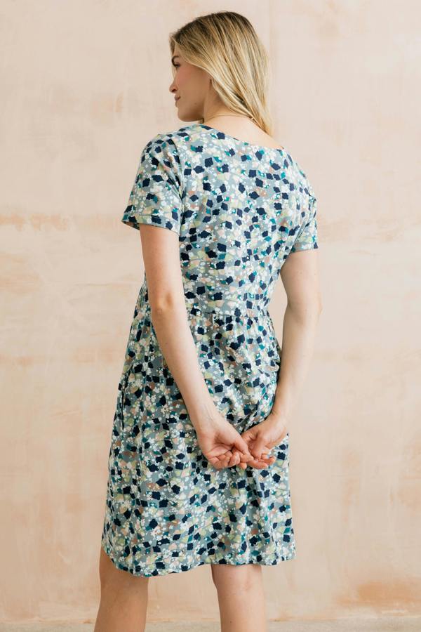 Lily & Me Festival Printed Organic Cotton Jersey Dress Ocean