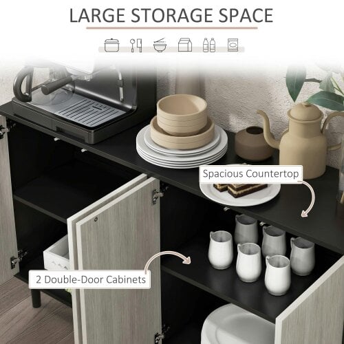 Wyld Haus Vepamo Neutral Black and Grey Sideboard 4 Doors 2 Shelves