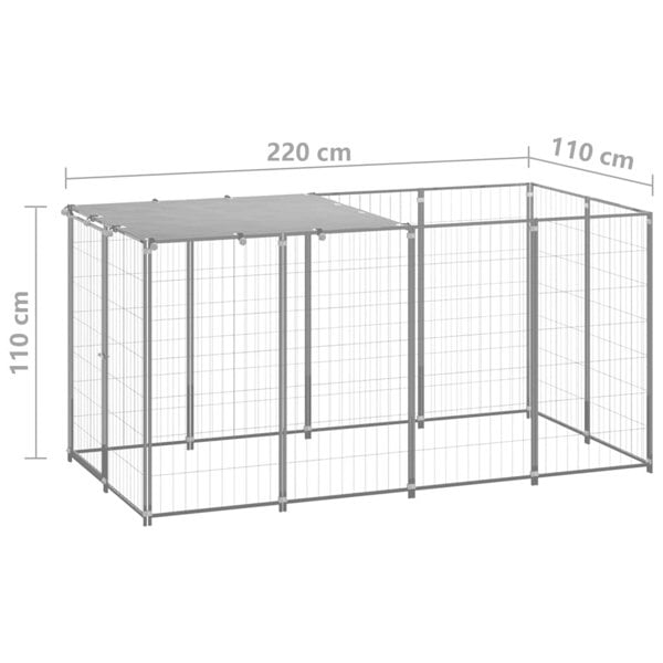 Berkfield Dog Kennel Silver 2.42 m�__ Steel