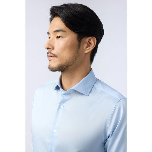 Alexandre Silver Alexandre Tailored Fit Blue Non-Iron Stretch Double Cuff Shirt