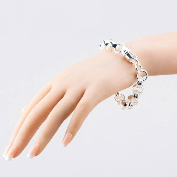 T. H. Baker Sterling Silver 12.5mm Patterned Belcher Bracelet S1076-09