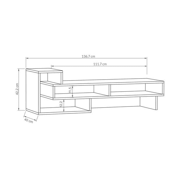 Decortie Tetra Modern TV Stand Open Shelves Mocha Grey Multimedia Centre 43" TVs 136.5 cm Wide