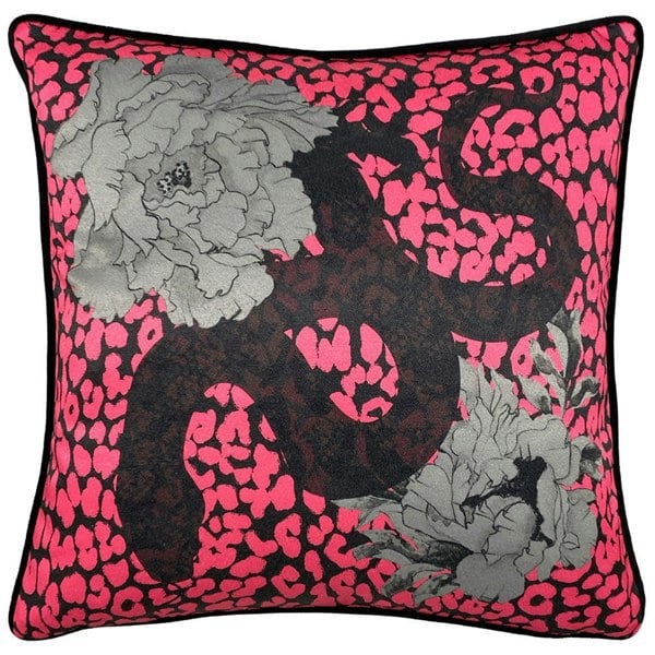 Furn Serpentine Animal Print Cushion Cover - Black/Ruby