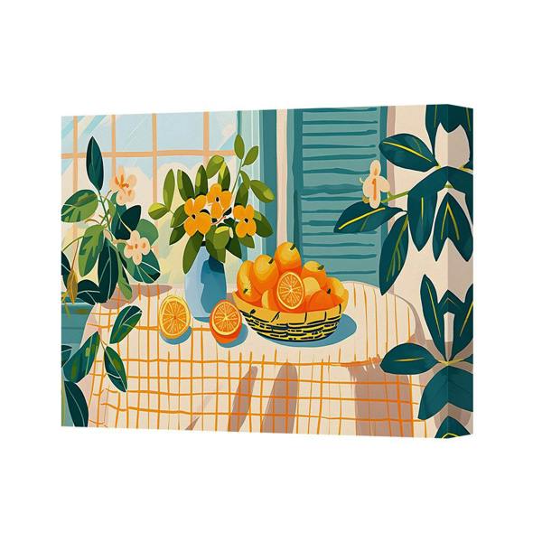 Benjamin Tate Design Vibrant Floral Still Life With Orange Basket Canvas Art