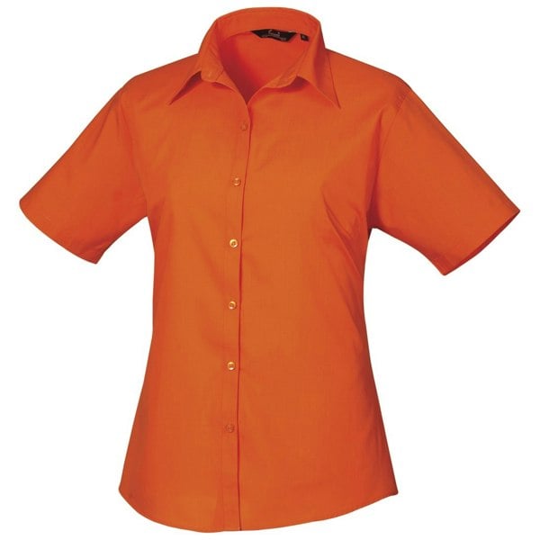 Premier Short Sleeve Poplin Blouse / Plain Work Shirt - Orange