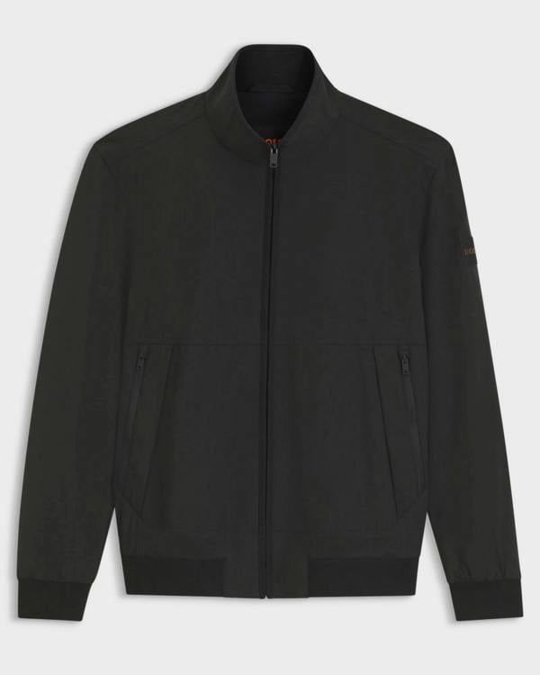 BOSS Orange Olik Mens Water-Repellent Softshell Jacket with Detachable Sleeves  - Black 001 | CHO | Designer Mens Jackets