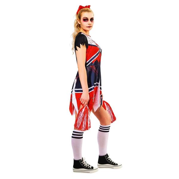 Bristol Novelty Womens/Ladies Zombie Cheerleader Costume Set - Blue/Red - 