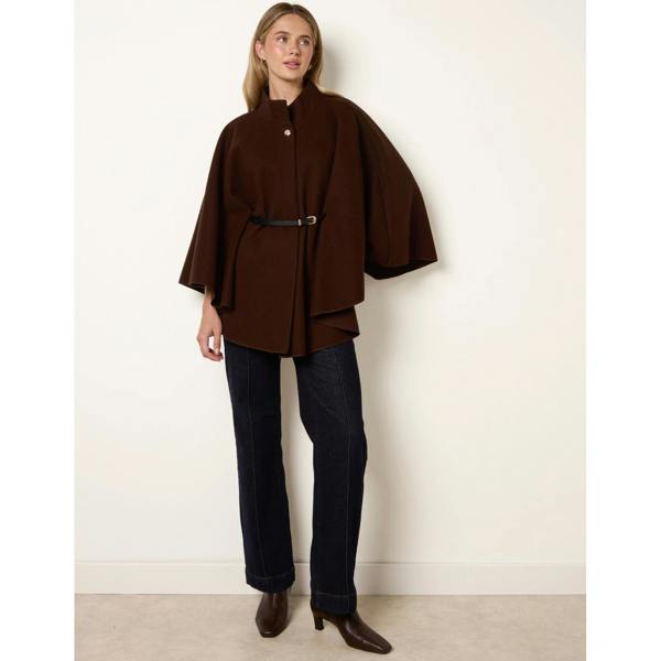 Blue Vanilla Funnel Neck Tie Front Cape