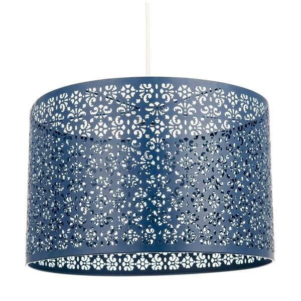 Moroccan Designed Large Midnight Blue Pendant Shade with Floral Decor Image 1