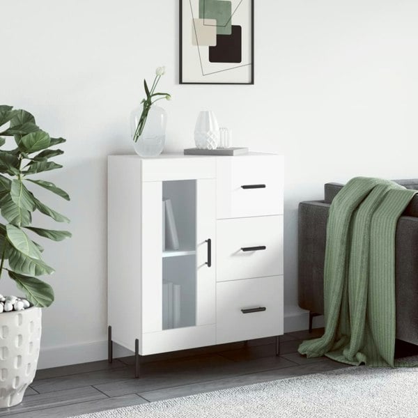 Berkfield Sideboard High Gloss White 69.5x34x90 cm Engineered Wood