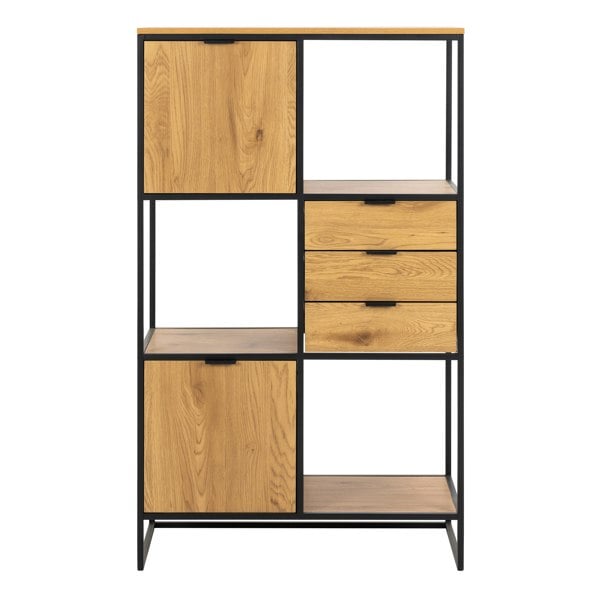 Furniture To Go Swindon Bookcase with 2 Doors, 3 drawers and 1 Shelves in Black