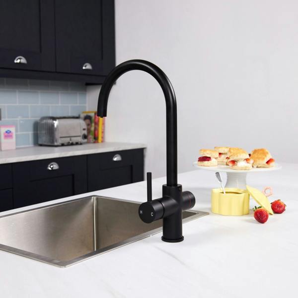 Impromta 3 in 1 Biometric Swan Neck Boiling Water Tap | Matt Black Finish
