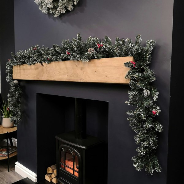 Samuel Alexander 2.7m Green Christmas Garland with Pine Cones and Red Berries