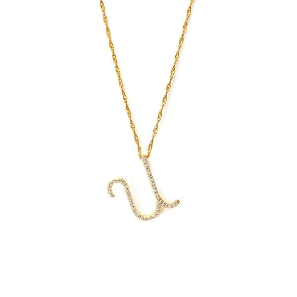 Say It With Luxe CZ Initial Necklace - Yellow Gold Plated