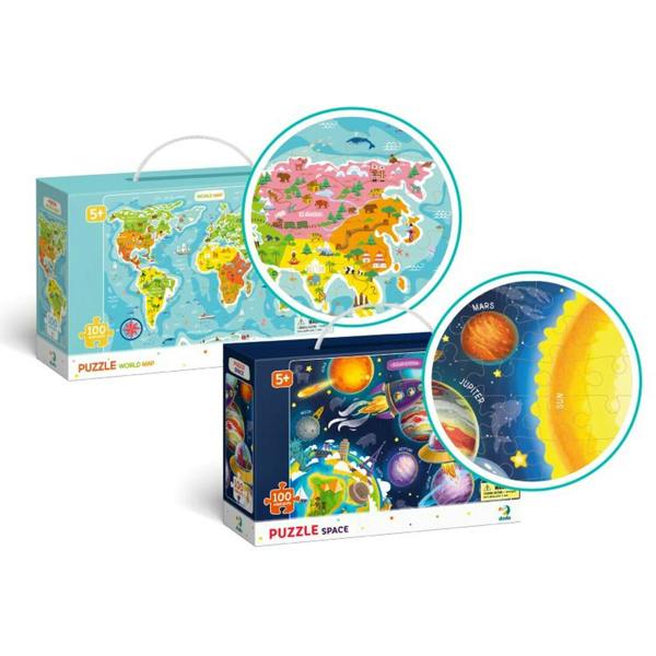 DODO Set Of 2 Maps One Of The World and One Of Space - Blue