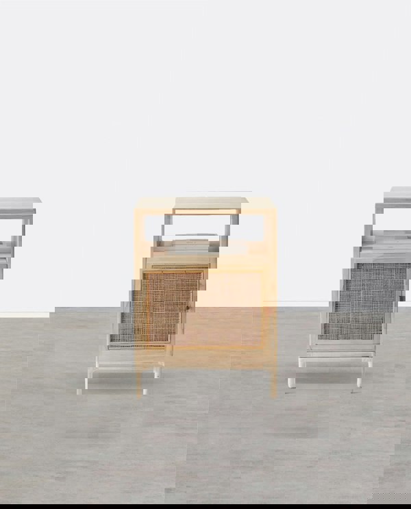 Weilai Concept Cane Mini Side Table, Natural Rattan & Ash Esche Wood