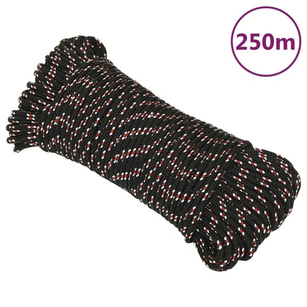 Berkfield Boat Rope Black 4 mm 250 m Polypropylene