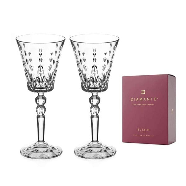 Diamante Marbella Crystal White Wine Glasses - Set of 2