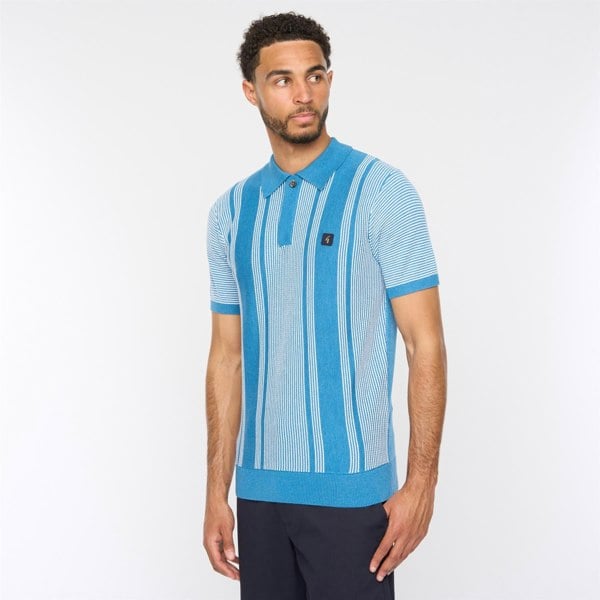 Gabicci V54GM04 Mens Dante Short Sleeve Pattern Knitted Polo Gabicci Vintage - AQUA