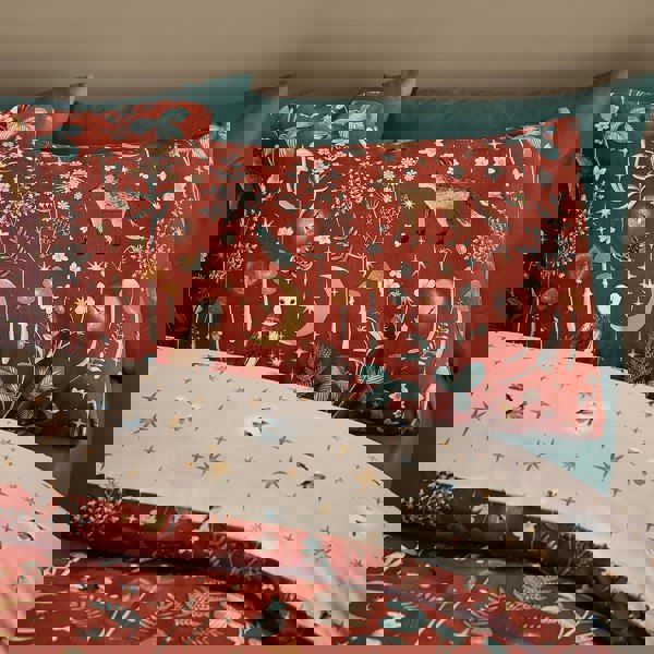 Catherine Lansfield Enchanted Twilight Animals Reversible Duvet Cover Set Burnt Orange