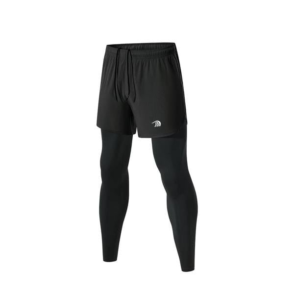 Anniou 2-in-1 Fitness Running Leggings - men-black