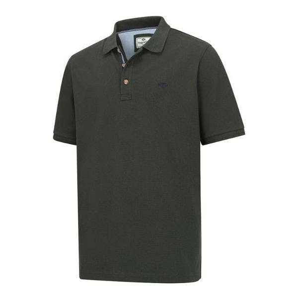 Hoggs of Fife Newton polo shirt in green with button collar and embroidered logo, classic rural style for warm weather use