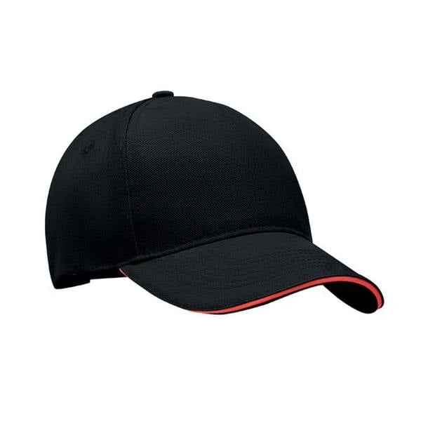MidOcean Singa 5 Panel Baseball Cap - Black/Red - 