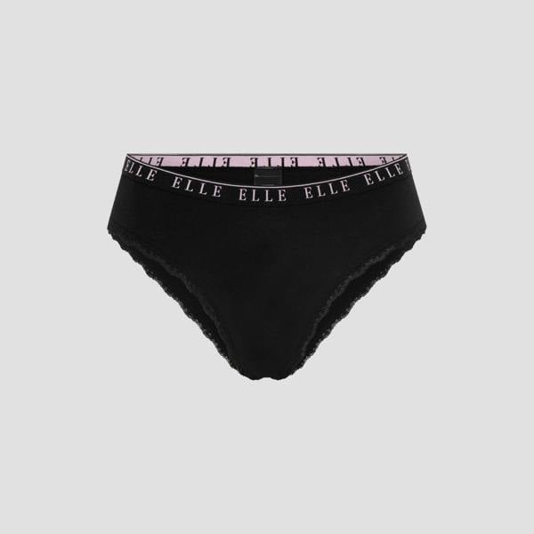 ELLE Multi Pack (3) Cotton Lace Trim Tipped Brazilians
