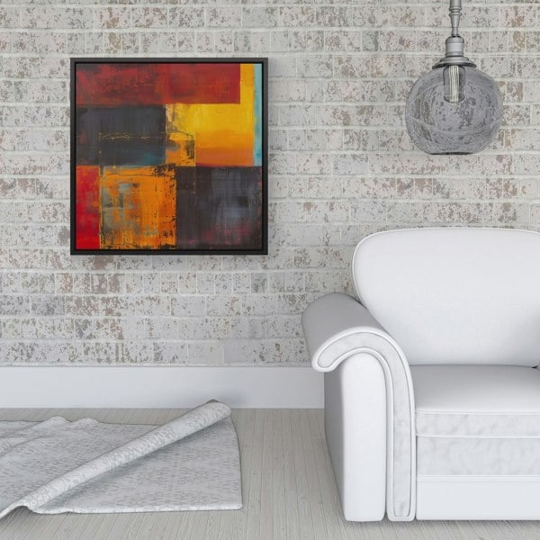 Warren Reed Golden Blocks Of Abstract Framed Canvas